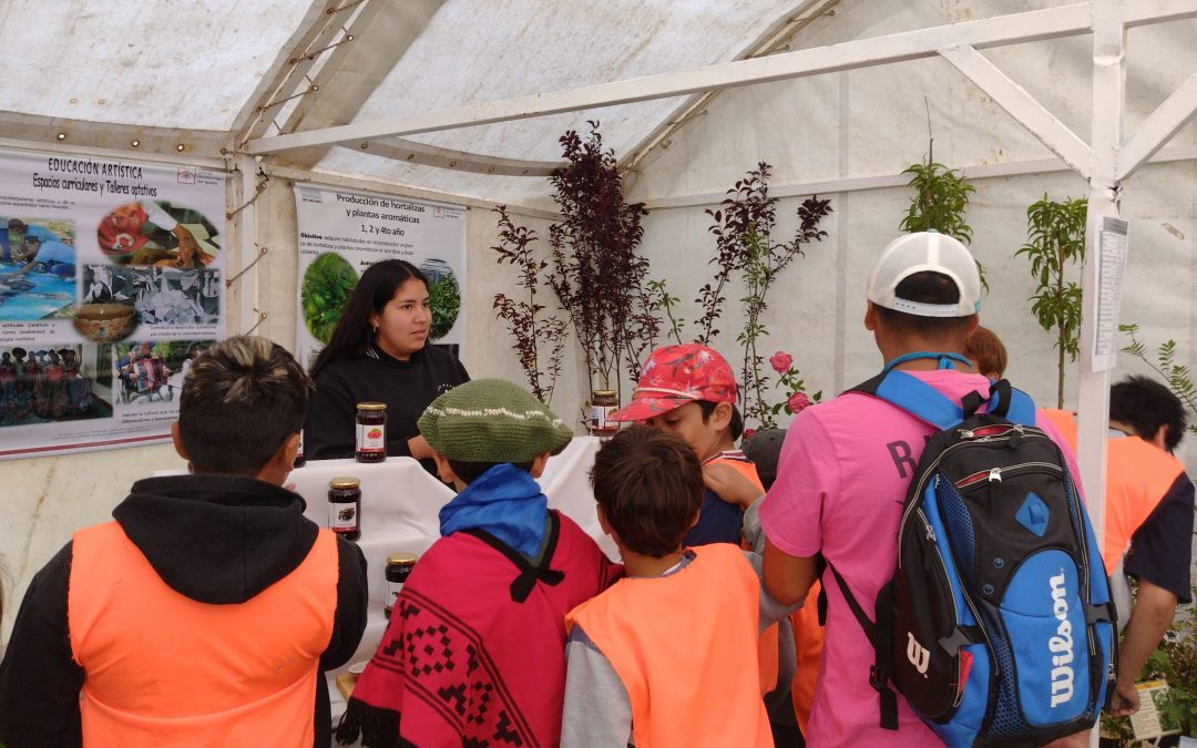 Jóvenes rurales exponen los productos de la granja escolar en la Rural de Junín de los Andes